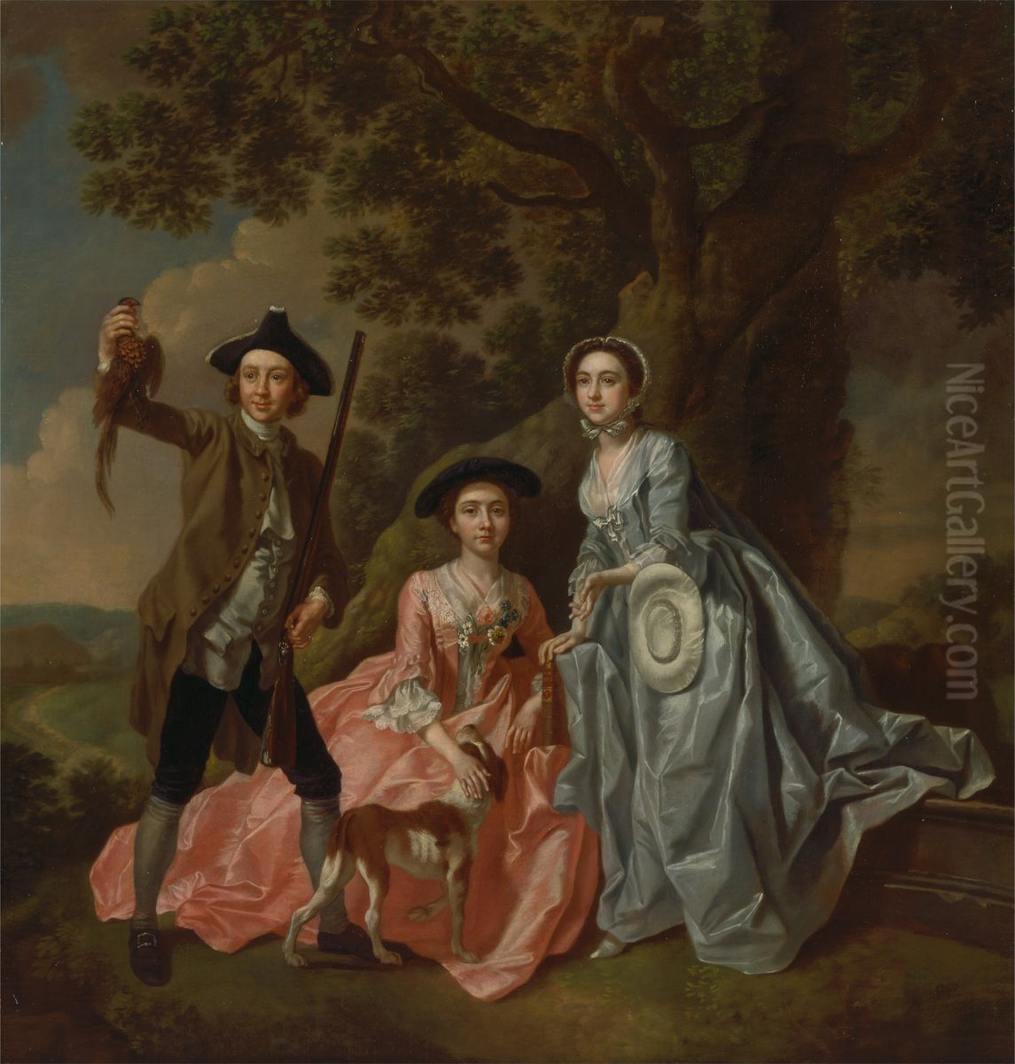 George Rogers and His Wife, Margaret, and His Sister, Margaret Rogers Oil Painting by Francis Hayman