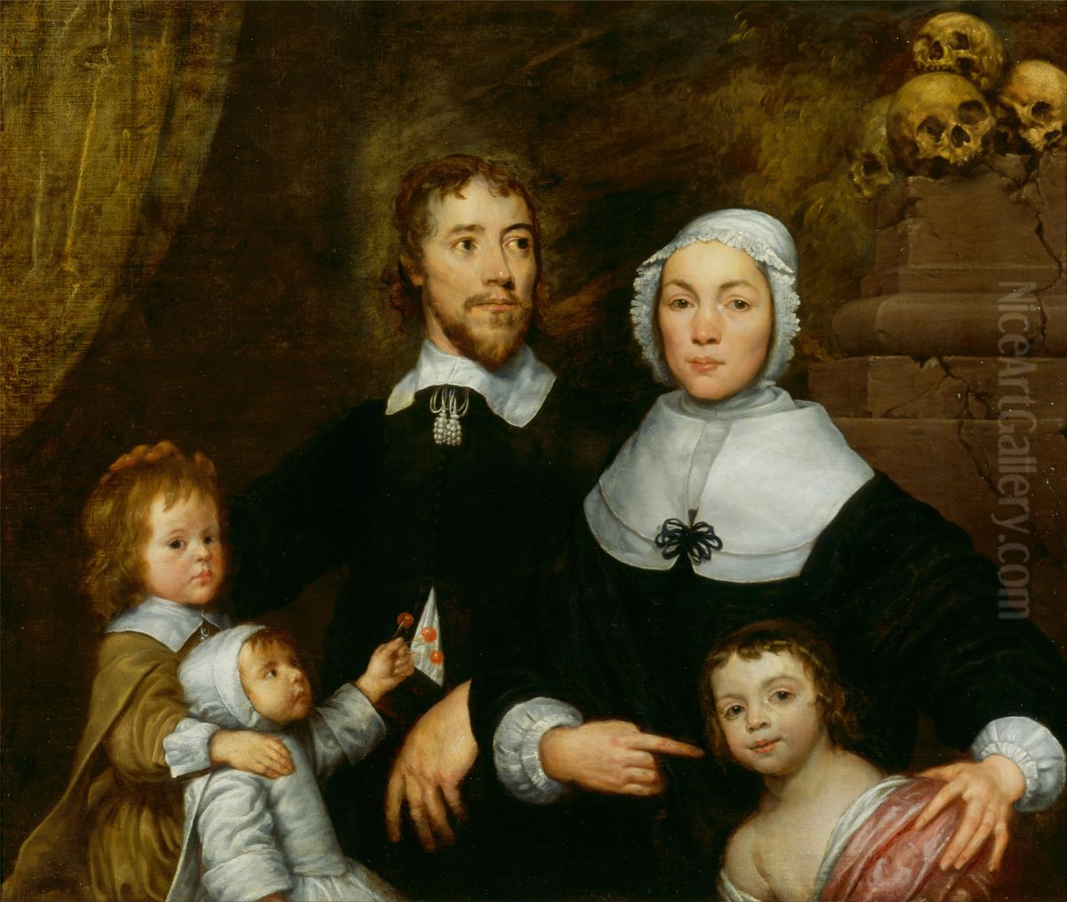 Portrait of a Family, Probably that of Richard Streatfeild Oil Painting by William Dobson