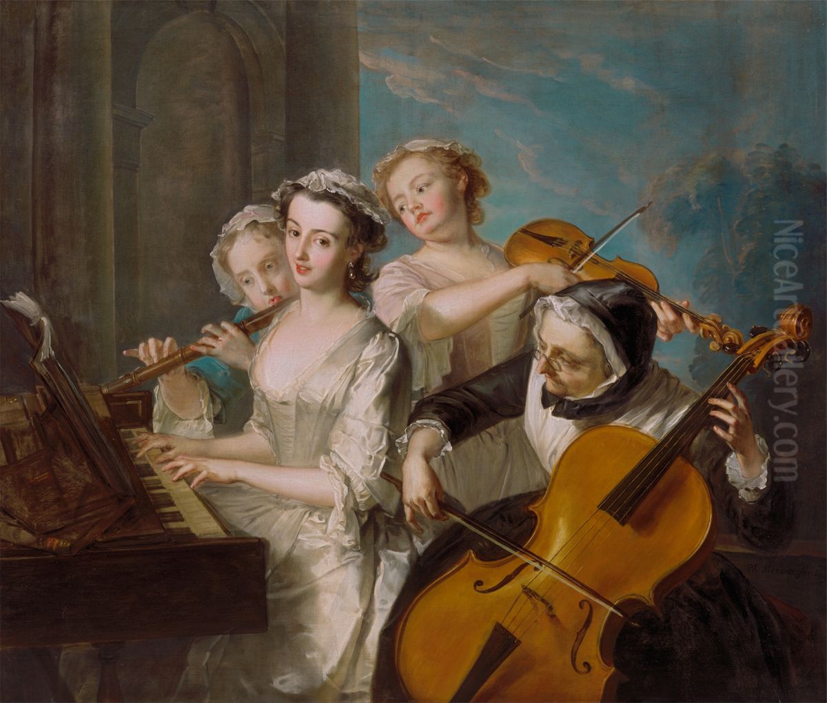 The Sense of Hearing Oil Painting by Philippe Mercier