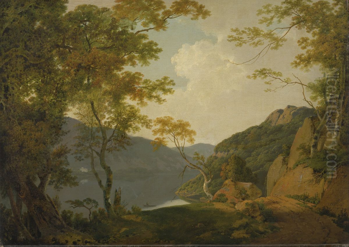 Lake Scene Oil Painting by Joseph Wright of Derby