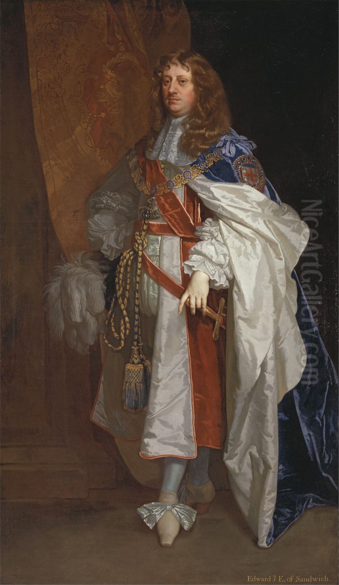 Edward Montagu, 1st Earl of Sandwich Oil Painting by Peter Lely