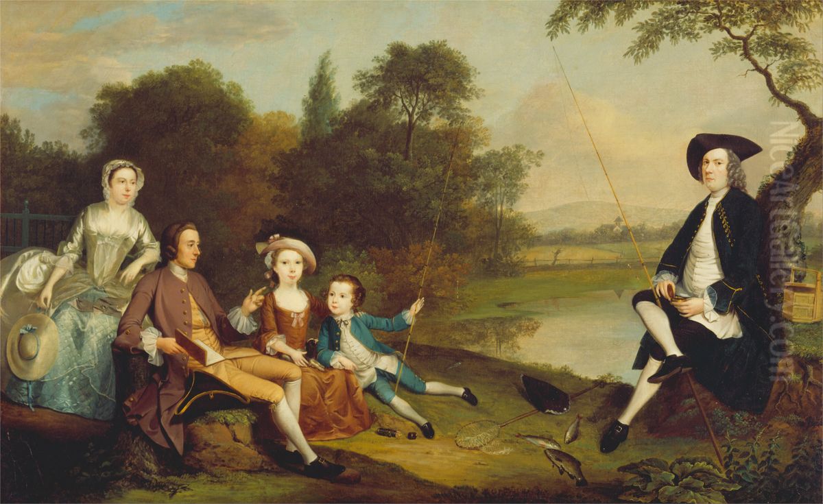 Portrait of a Family, Traditionally Known as the Swaine Family of Fencroft, Cambridgeshire Oil Painting by Arthur Devis