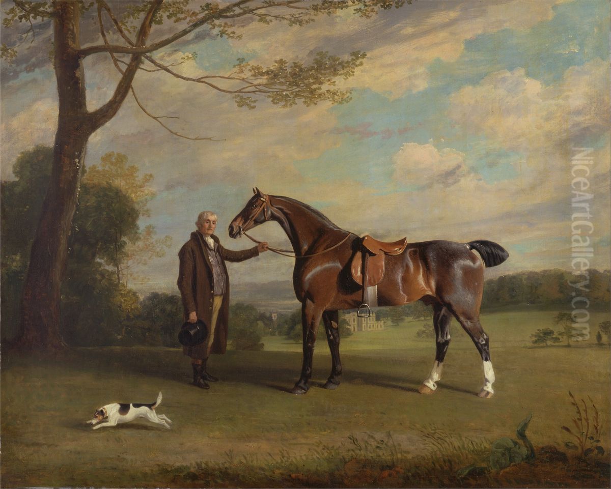 The Earl of Shrewsbury's Groom Holding a Hunter Oil Painting by Henry Bernard Chalon