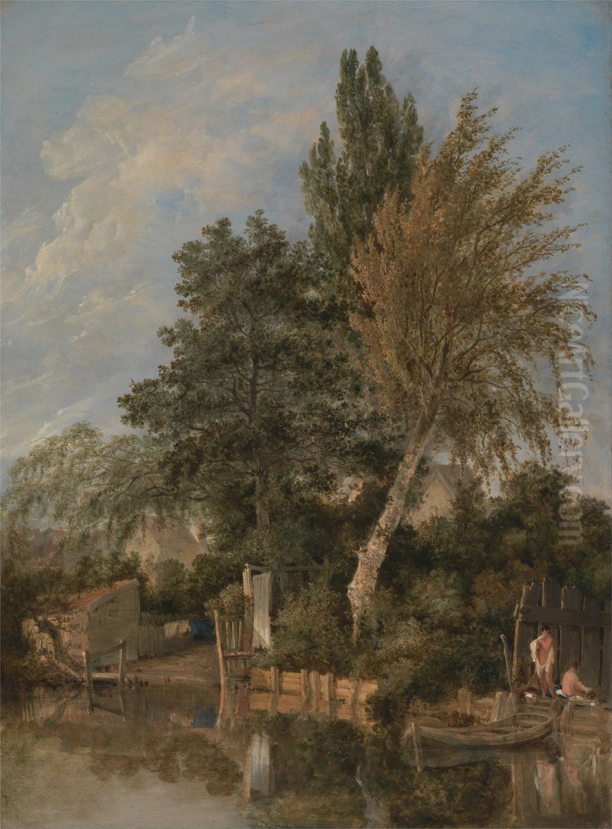 Boys Bathing on the River Wensum, Norwich Oil Painting by John Crome