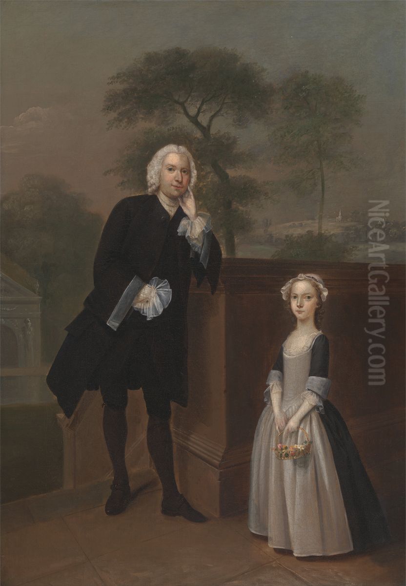 An Unknown Man with His Daughter Oil Painting by Arthur Devis