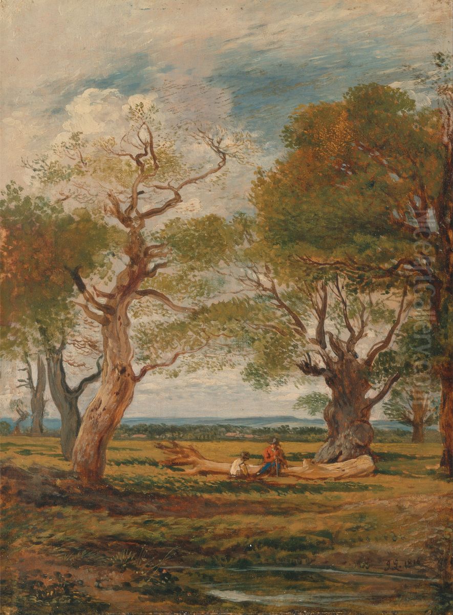 Landscape with Figures Oil Painting by John Linnell