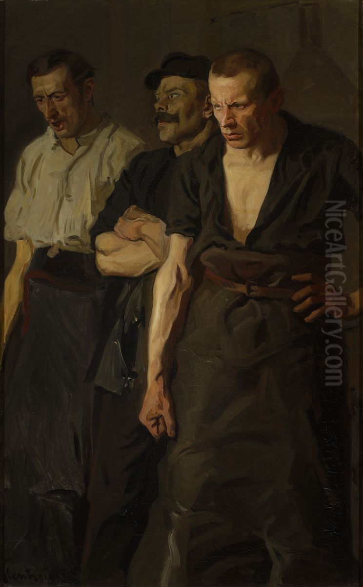 Strajk Oil Painting by Stanislaw Lentz