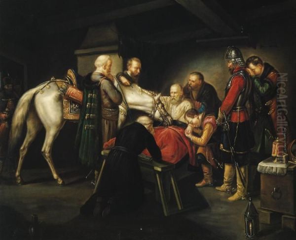Smierc Czarnieckiego. Oil Painting by Leopold Loeffler