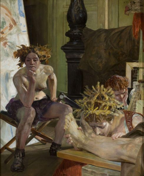 Smierc artysty Oil Painting by Jacek Malczewski
