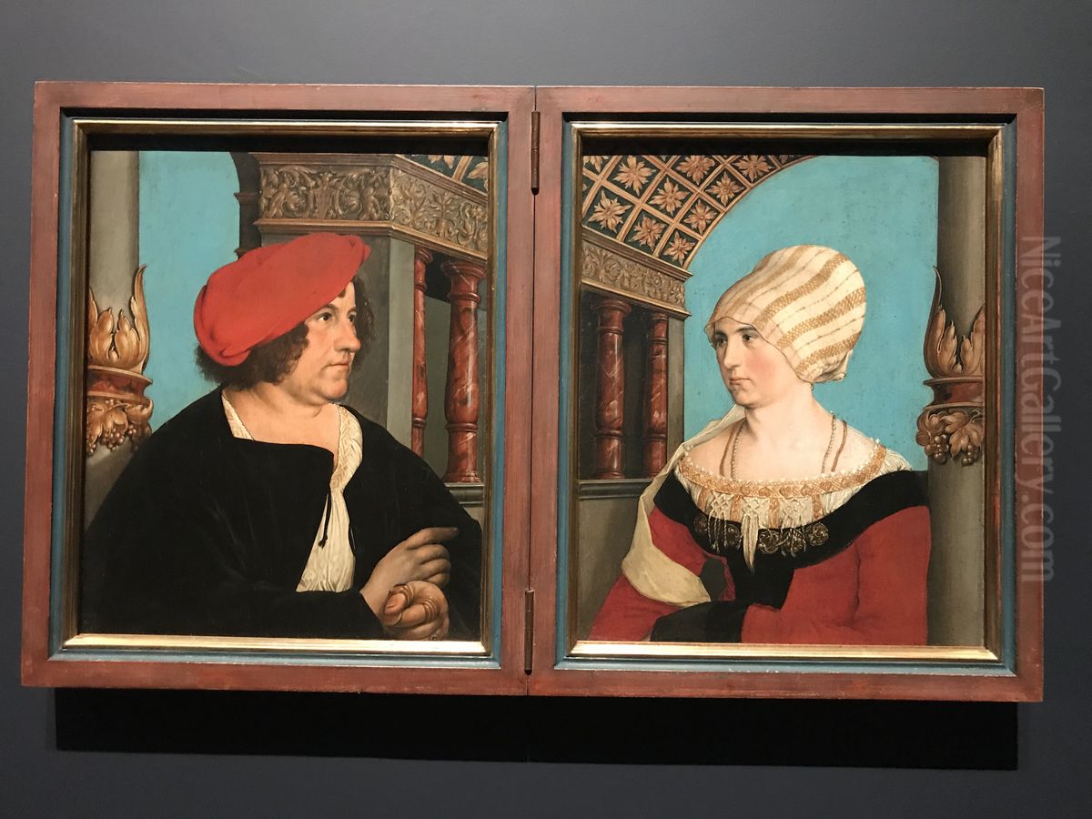 Double Portrait of Jakob Meyer zum Hasen and Dorothea Kannengiesser Oil Painting by Hans Holbein the Younger