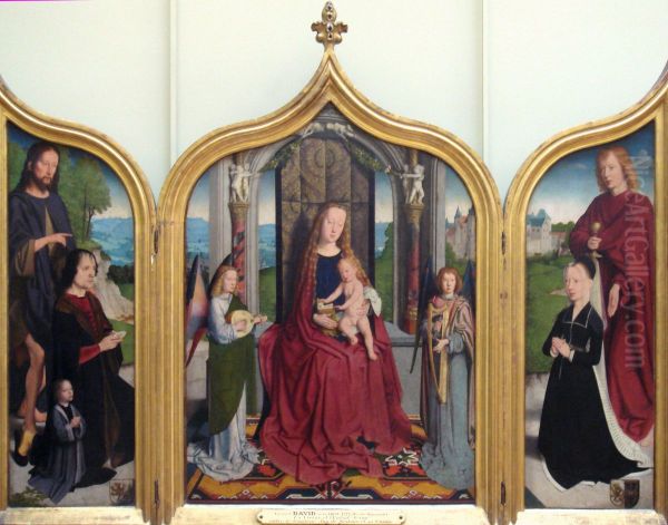 Triptych of the Sedano Family.[1] Oil Painting by Gerard David