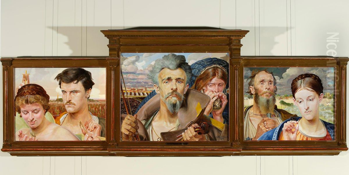 Muzyka - tryptyk Oil Painting by Jacek Malczewski