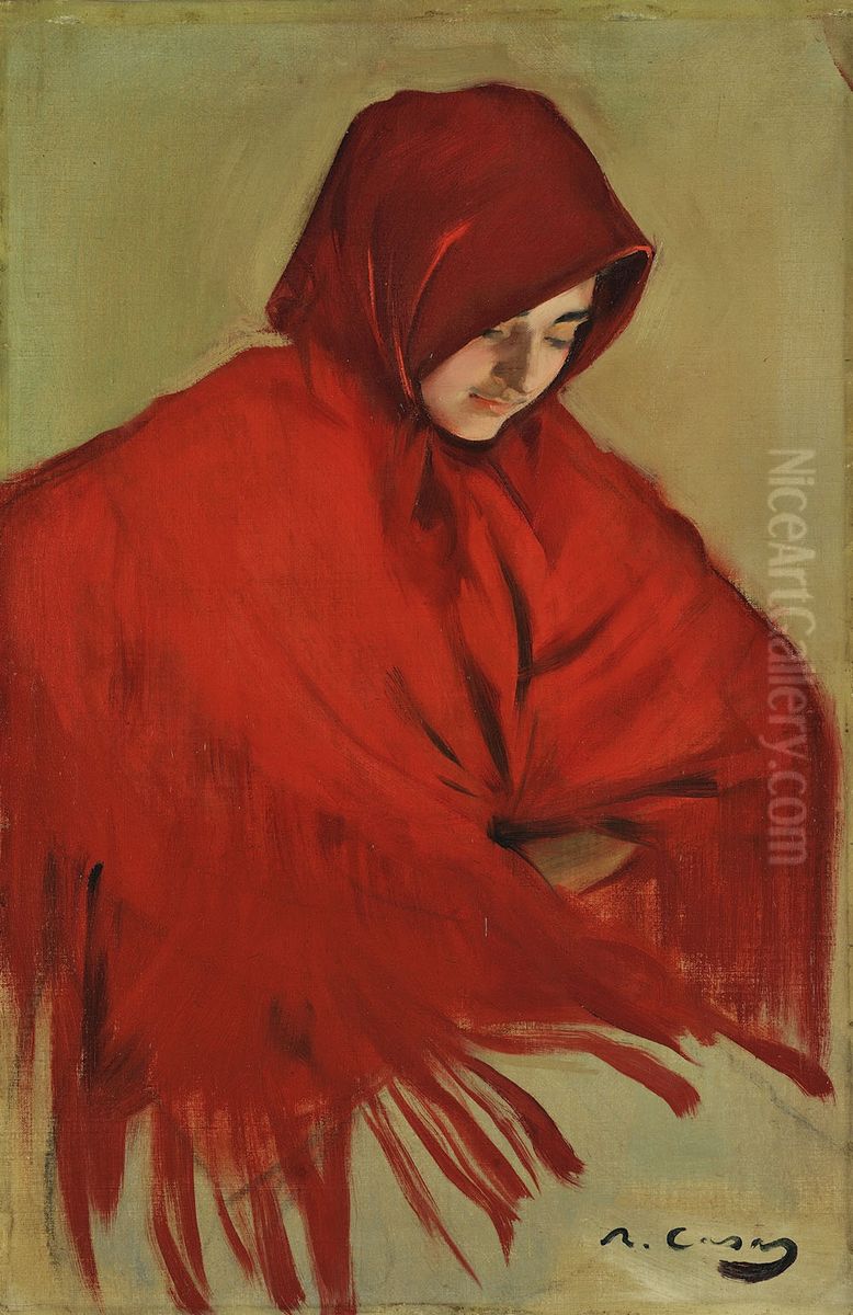 Gitana amb manto vermell Oil Painting by Ramon Casas