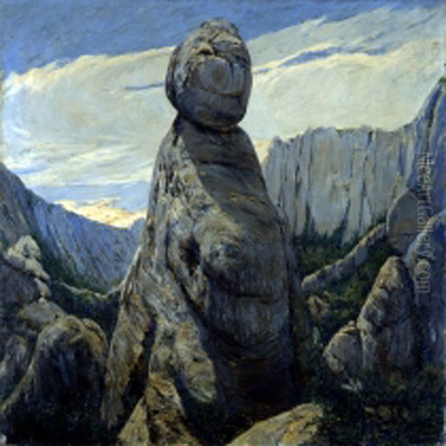 El gegant encantat. Montserrat Oil Painting by Santiago Rusinol i Prats