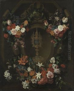Flower garland around a monstrance