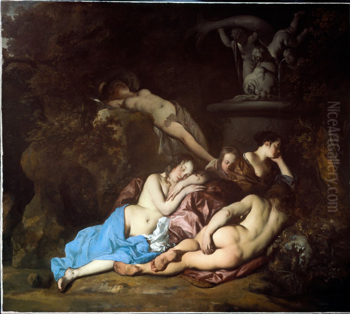 Nymphs by a Fountain Oil Painting by Peter Lely