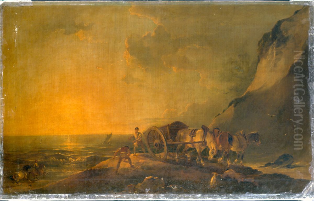 Sea Shore with Horse and Cart Oil Painting by Francis Bourgeois