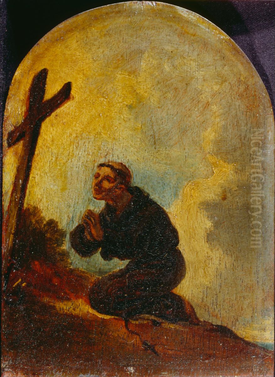 Friar in Prayer Oil Painting by Francis Bourgeois