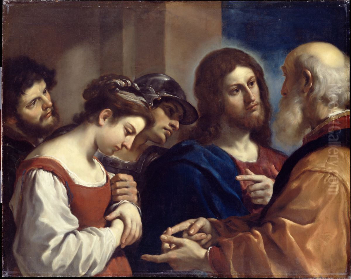 The Woman taken in Adultery Oil Painting by Giovanni Francesco Barbieri