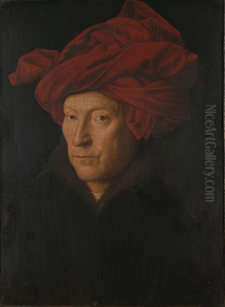 Portrait of a Man (Self Portrait?) Oil Painting by Jan Van Eyck