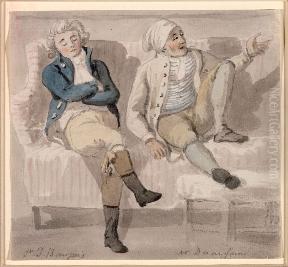 Noel Desenfans and Sir Francis Bourgeois Oil Painting by Paul Sandby