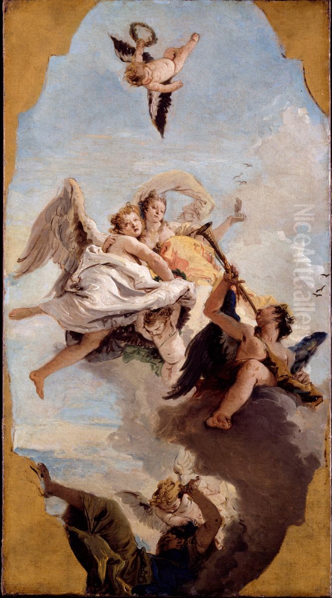 Virtue and Nobility putting Ignorance to Flight Oil Painting by Giovanni Battista Tiepolo
