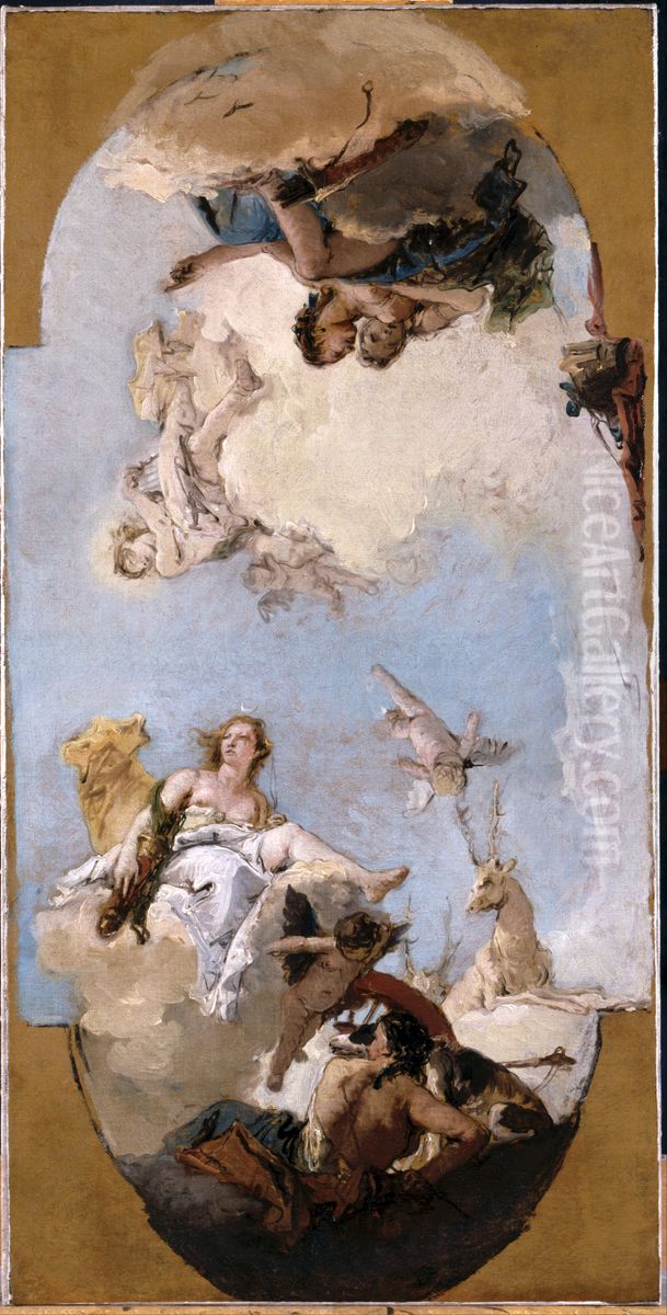 Diana, Apollo and Nymphs Oil Painting by Giovanni Battista Tiepolo