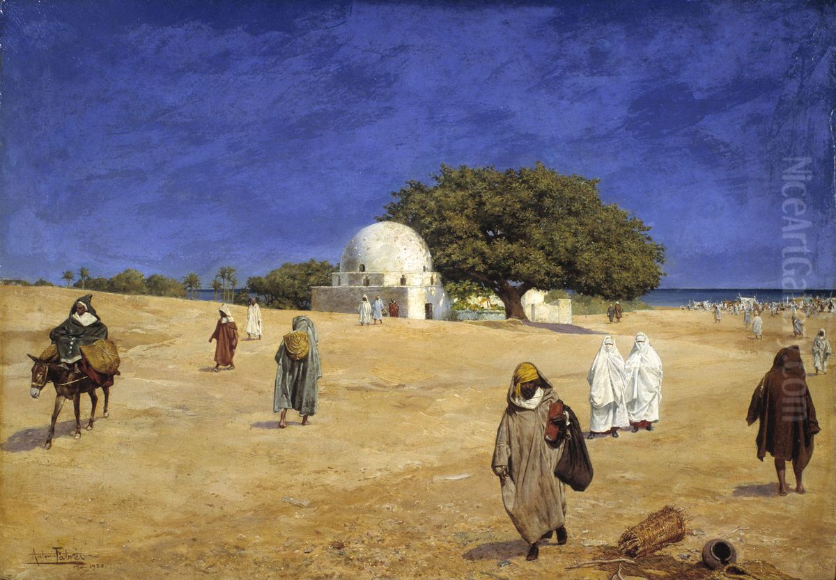 Moroccan Pilgrimage Oil Painting by Antonio Fabres
