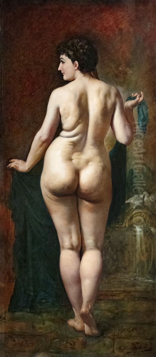 Female Nude from Behind Oil Painting by Ramon Marti Alsina