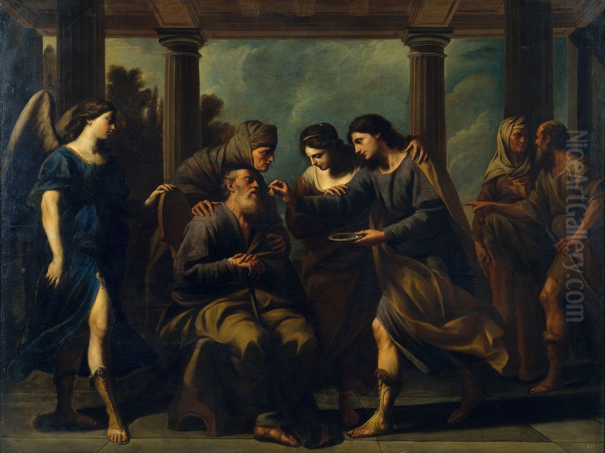 Tobias Heals his Blind Father Oil Painting by Andrea Vaccaro