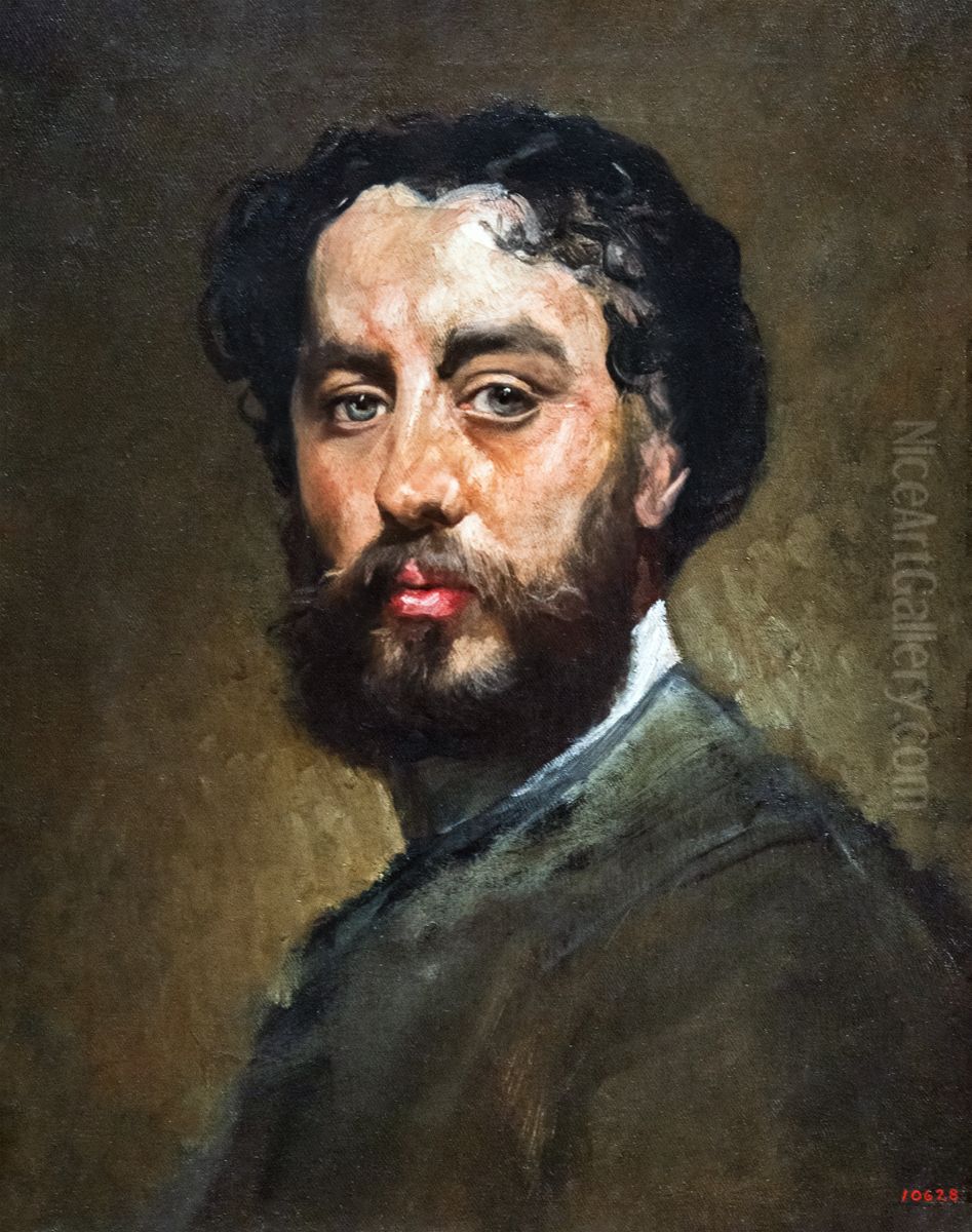Autoretrat d'Antoni Caba i Casamitjana (Barcelona, 1838 - 1907) Oil Painting by Antoni Caba