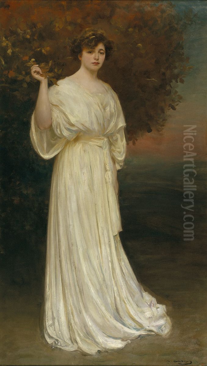 Portrait of Senyora Baladia Oil Painting by Ramon Casas