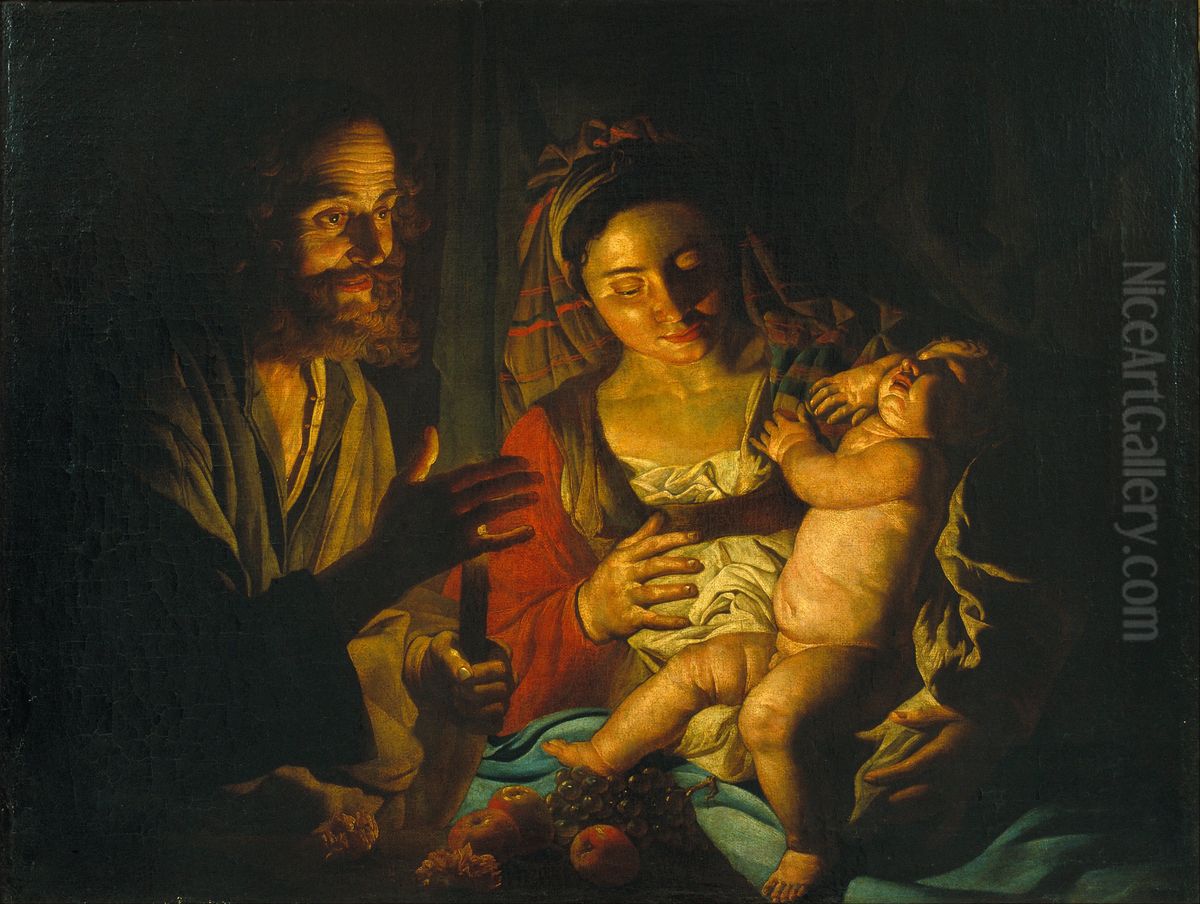 Holy Family Oil Painting by Matthias Stom