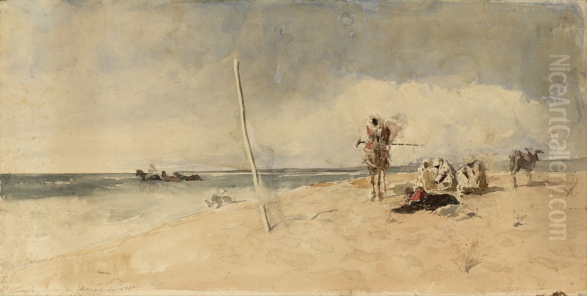 African Beach Oil Painting by Maria Fortuny Marsal