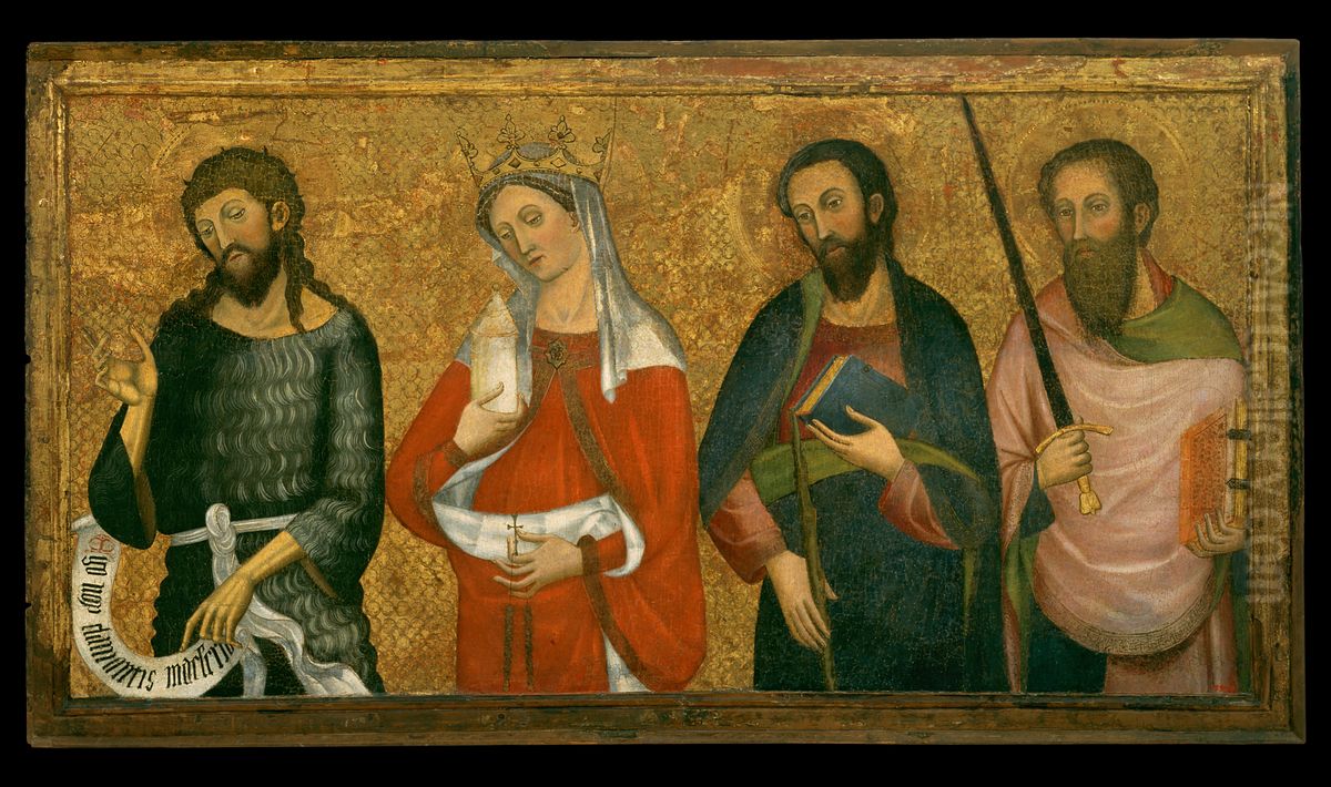 Saint John the Baptist, Saint Mary Magdalene, Saint James the Less and Saint Paul Oil Painting by Pere Serra