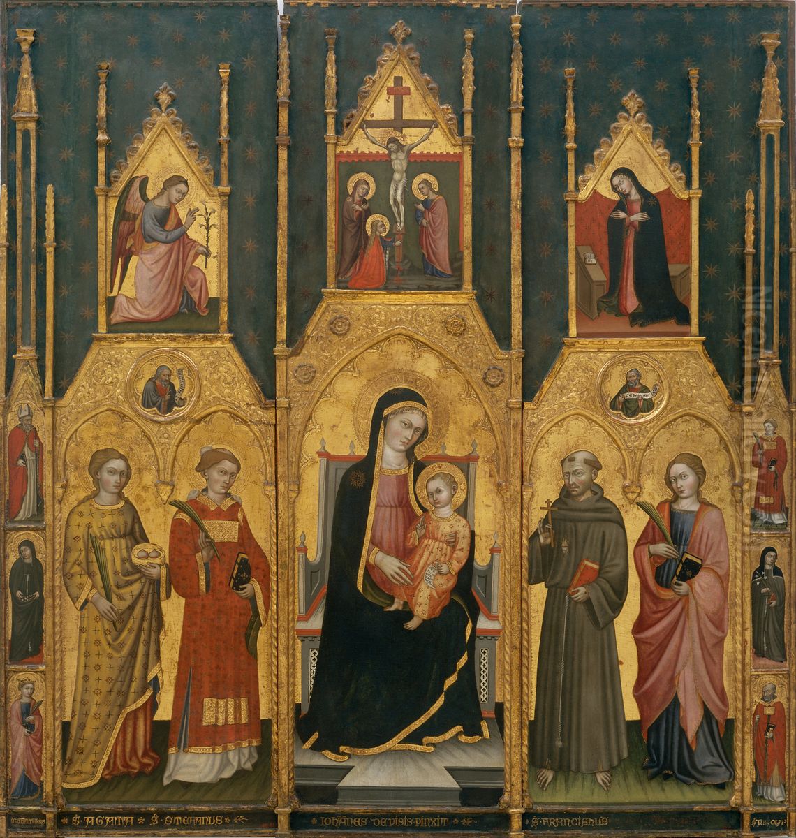 Altarpiece of the Virgin with Saints Agatha, Stephen, Francis and a Martyr Saint Oil Painting by Lo Spagna