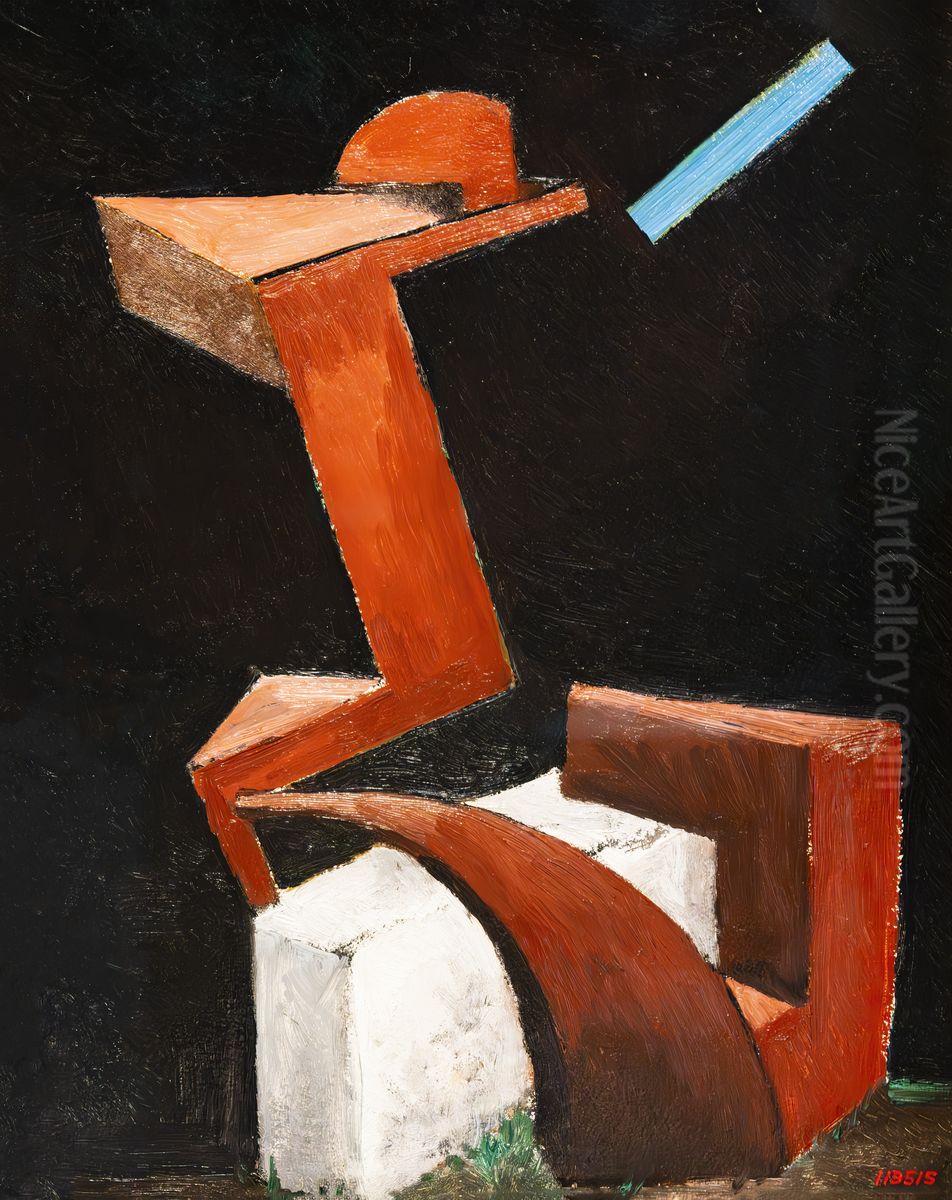 Character Seated Oil Painting by Julio Gonzalez