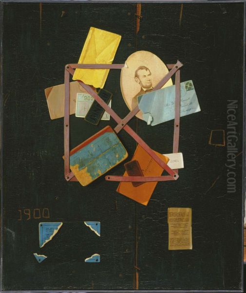 Old Time Card Rack Oil Painting by John F. Peto
