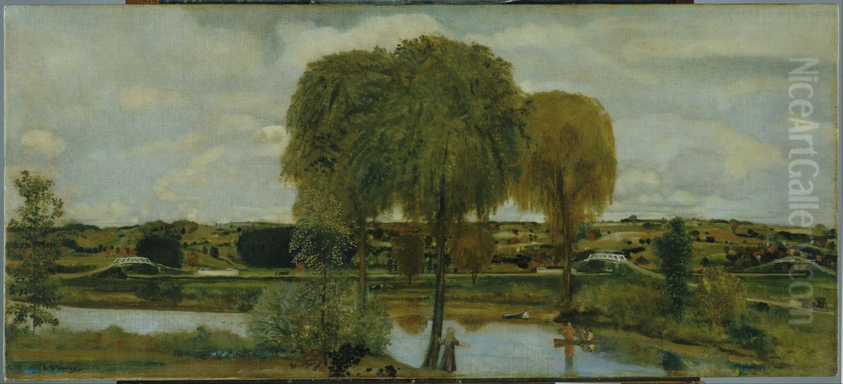 Along the Erie Canal Oil Painting by Arthur Bowen Davies