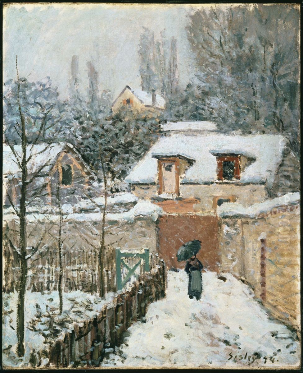Snow at Louveciennes Oil Painting by Alfred Sisley
