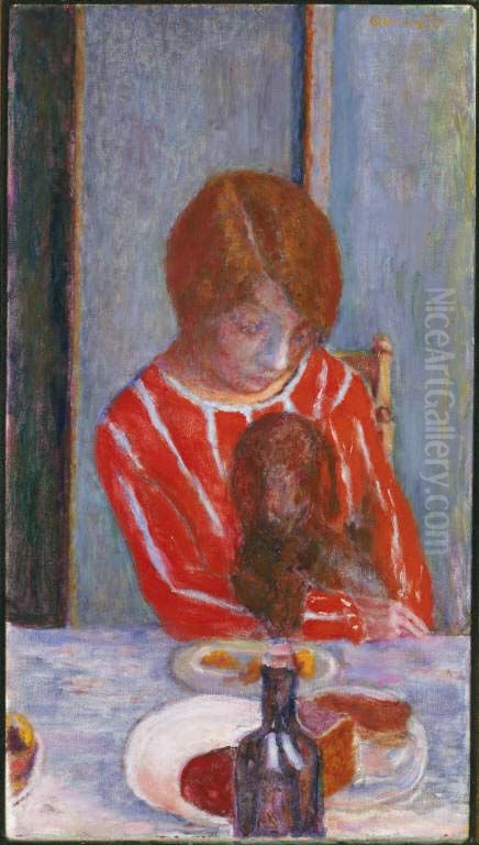 Woman with Dog Oil Painting by Pierre Bonnard