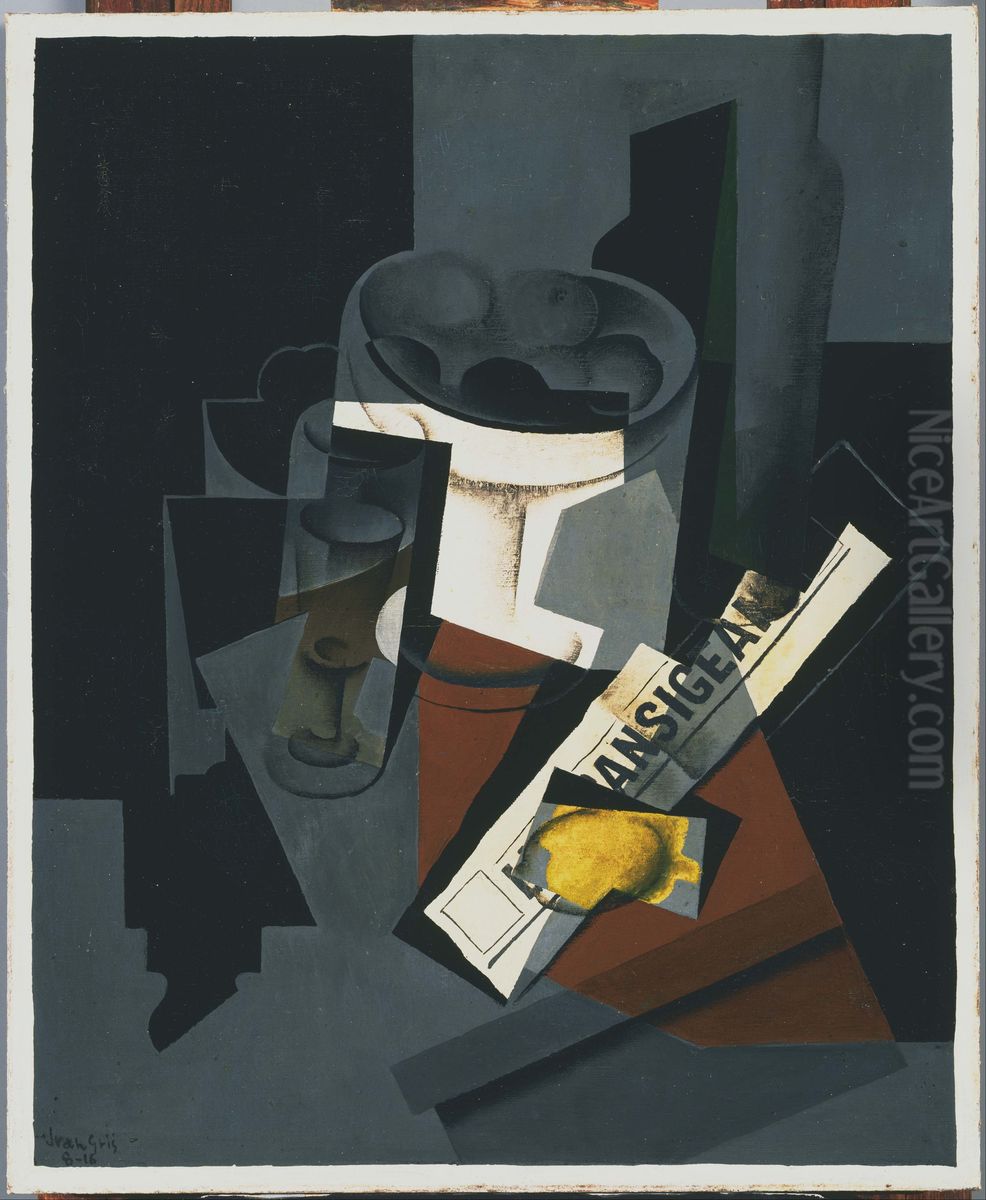 Still Life with Newspaper Oil Painting by Juan Gris