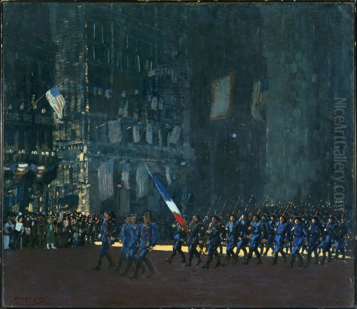 Blue Devils on Fifth Avenue Oil Painting by George Luks