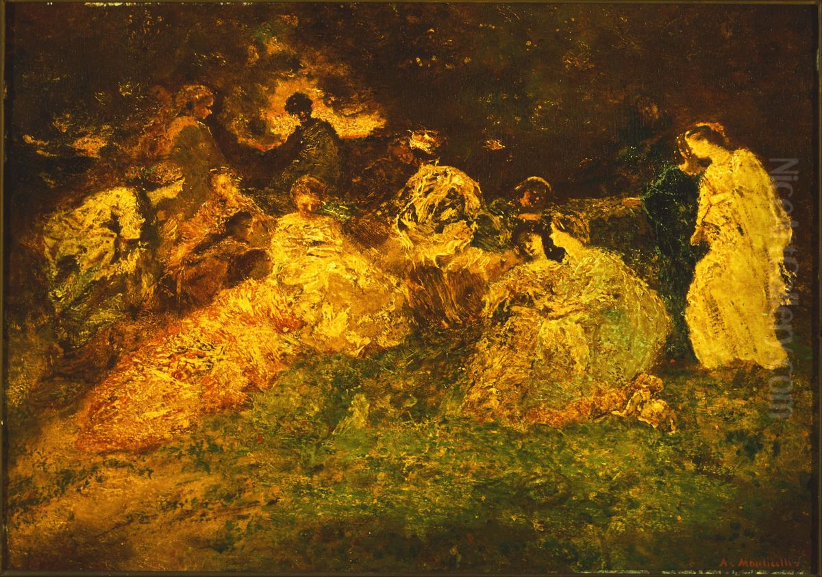 Fete Champetre Oil Painting by Adolphe Joseph Thomas Monticelli