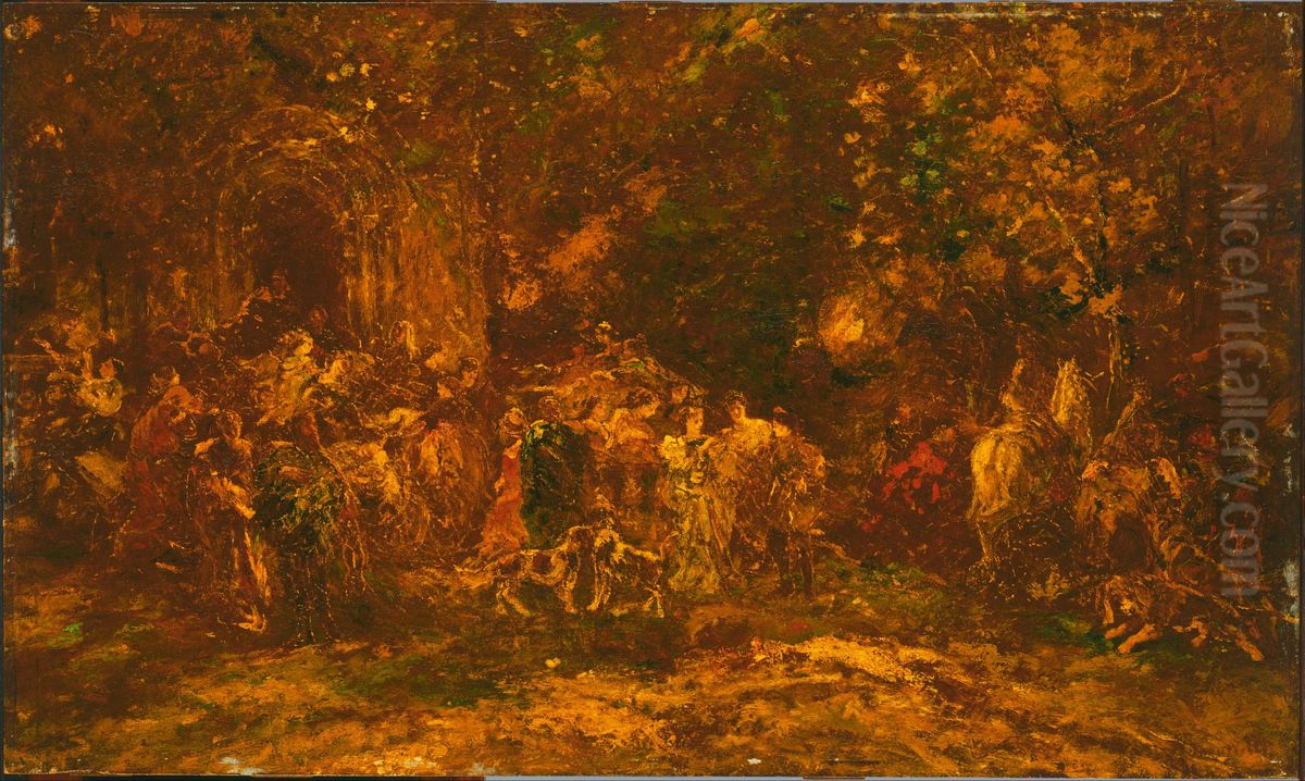 Woodland Worship Oil Painting by Adolphe Joseph Thomas Monticelli