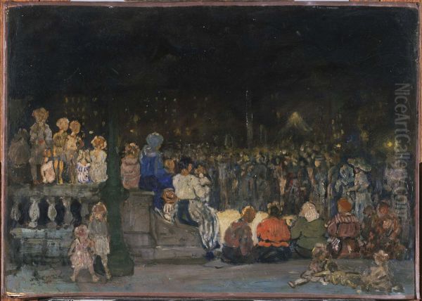Band Concert Night Oil Painting by Jerome Myers