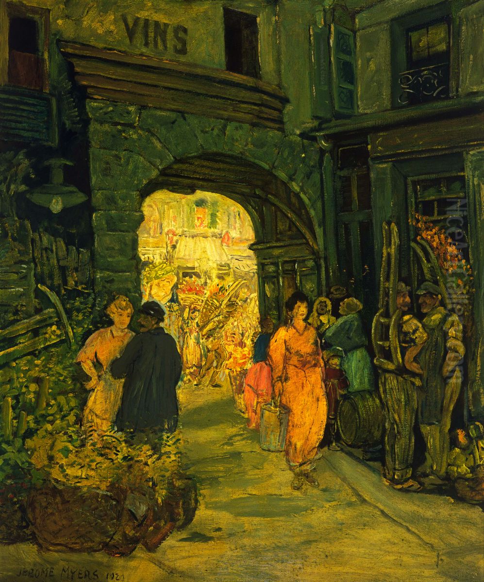 Market in Paris Oil Painting by Jerome Myers