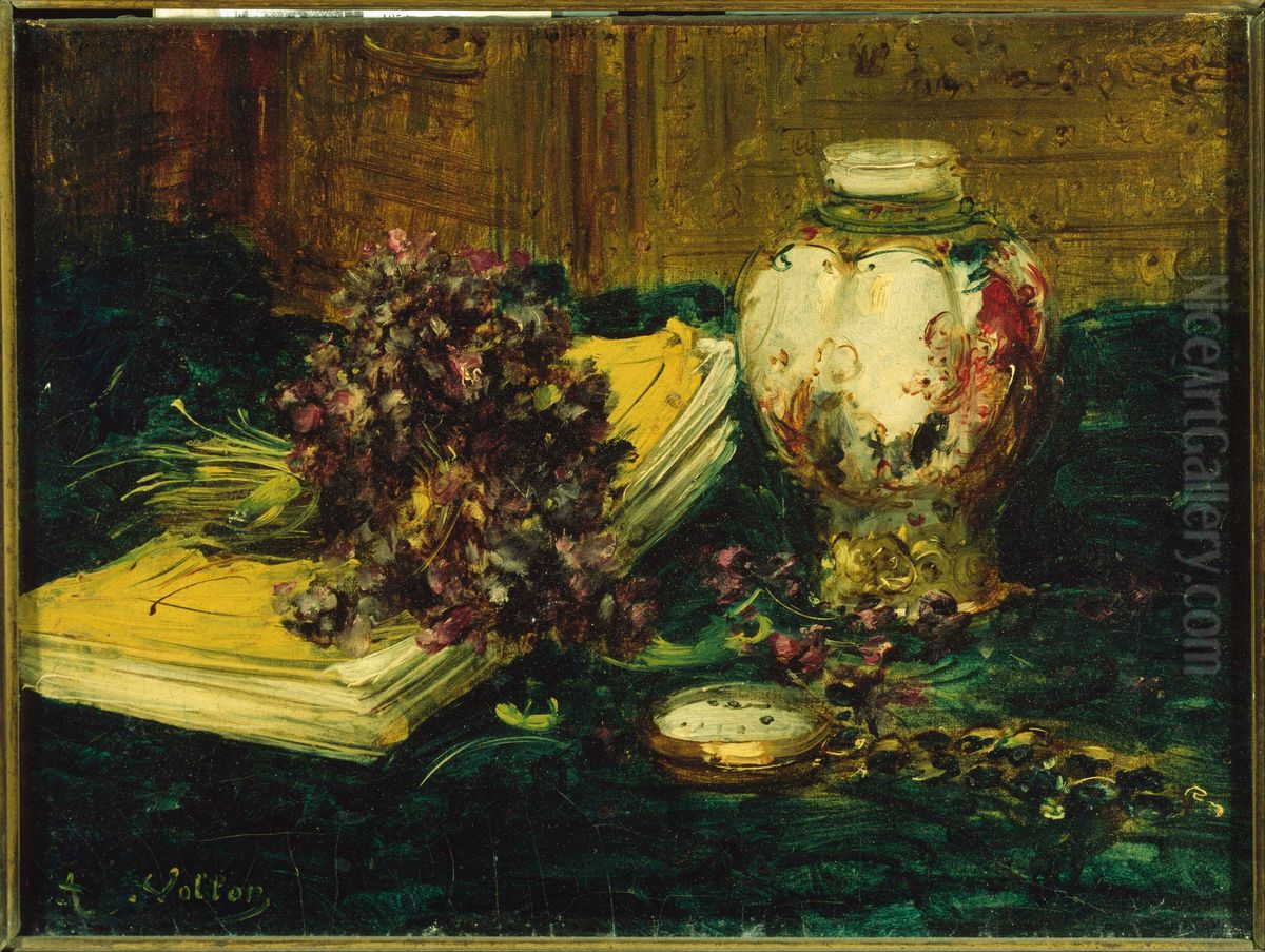 Violets Oil Painting by Antoine Vollon