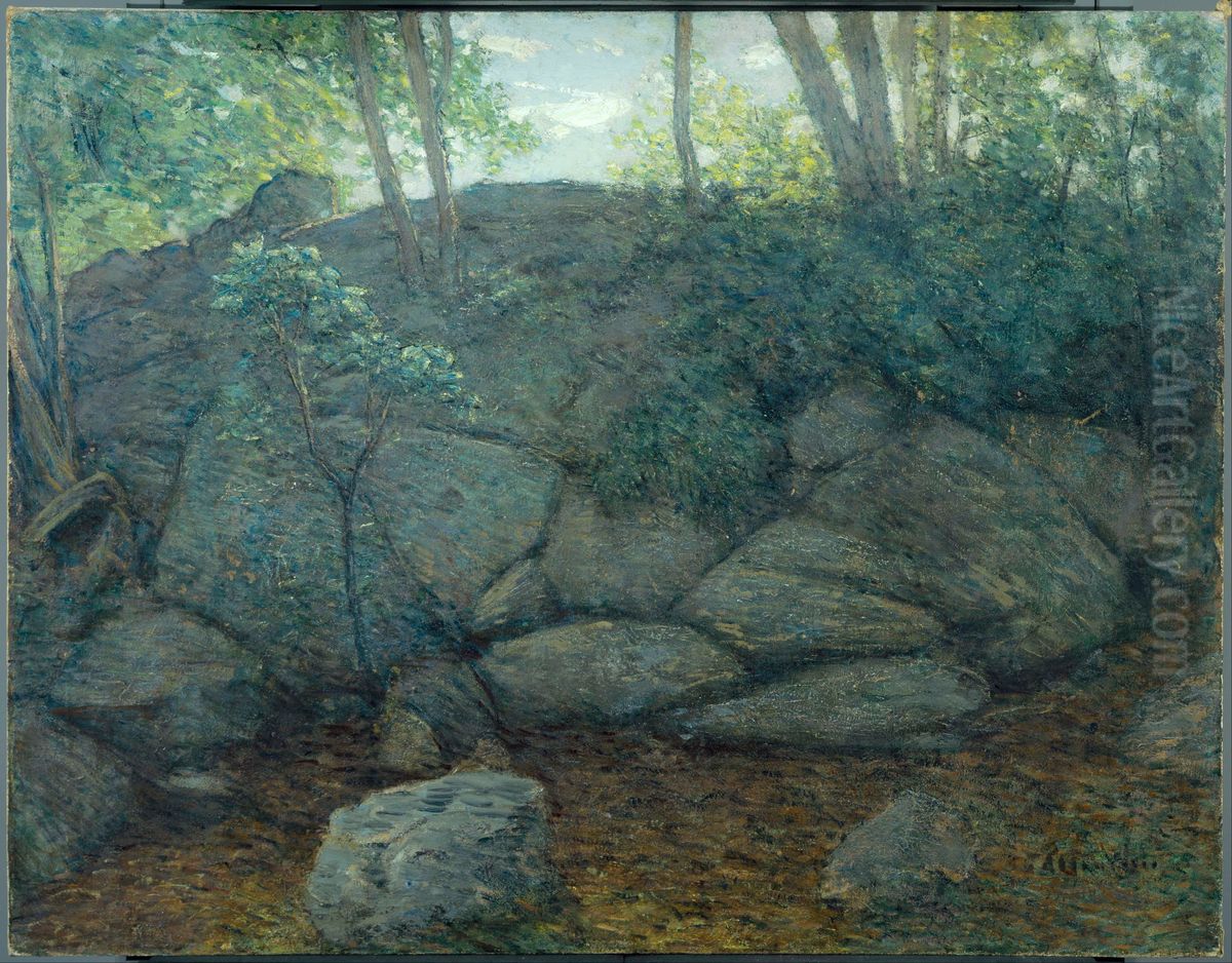 Woodland Rocks Oil Painting by J. Alden Weir