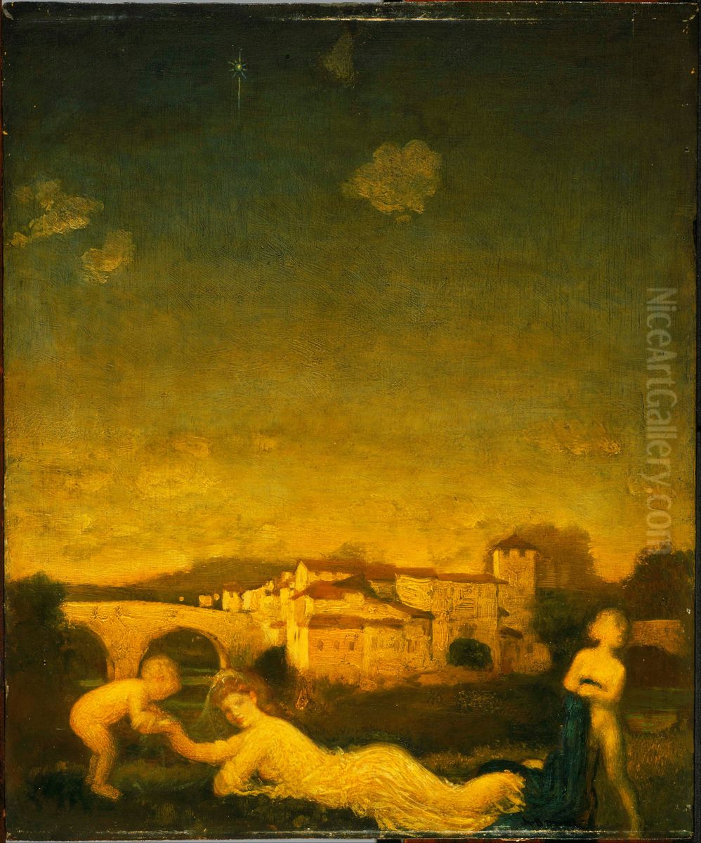 Viola Obligato Oil Painting by Arthur Bowen Davies